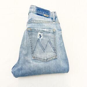 Mother Superior High Waisted Hiker Hover Undone On My Knes Denim Jeans Size 24